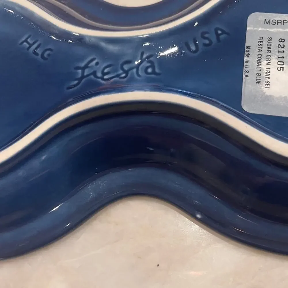 Fiesta Cobalt blue tray for cream and sugar NEW